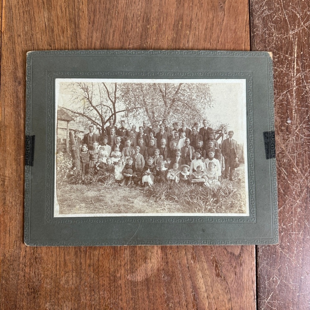 Antique Family Multi Generational Photo Snapshot mounted on hard board